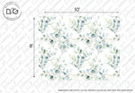 Small Green Vessels Wallpaper Mural flowers and leaves blue and geen, sizes