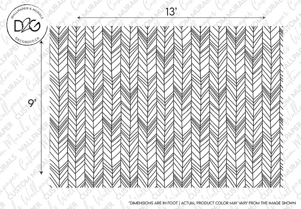 Black and white chevron geometrical wallpaper mural.