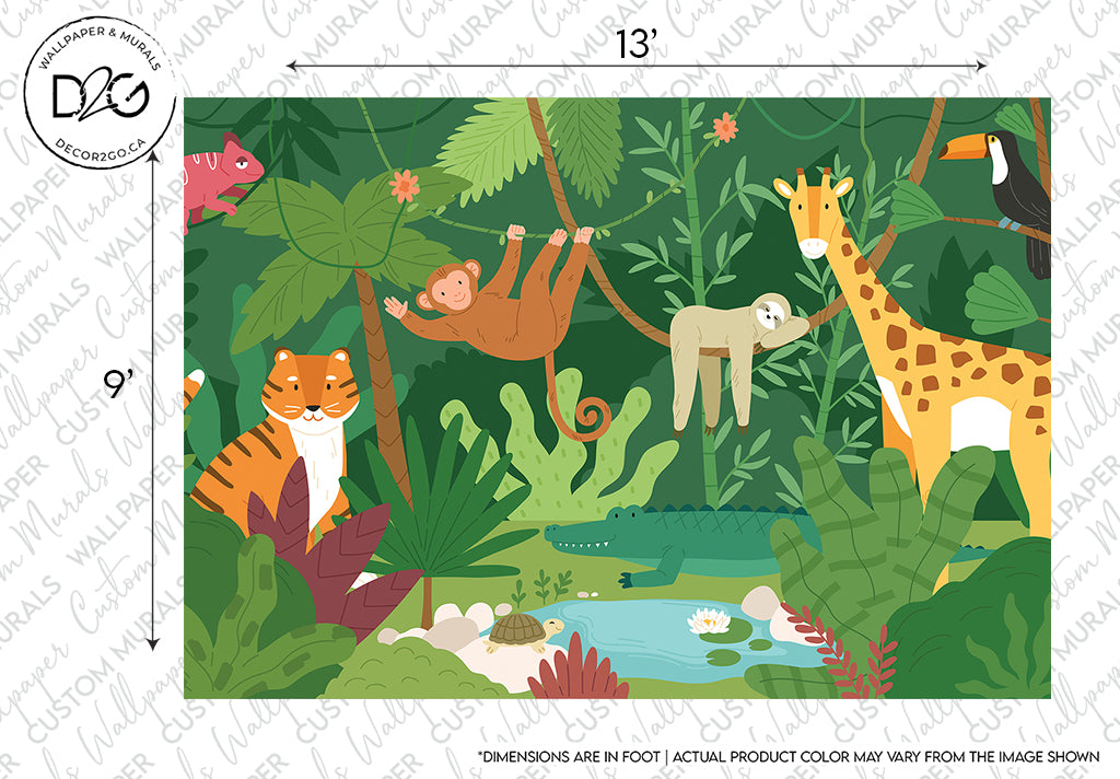 Replace: Illustrated Jungle Safari Wallpaper Mural 
With: Decor2Go Jungle Safari Wallpaper Mural