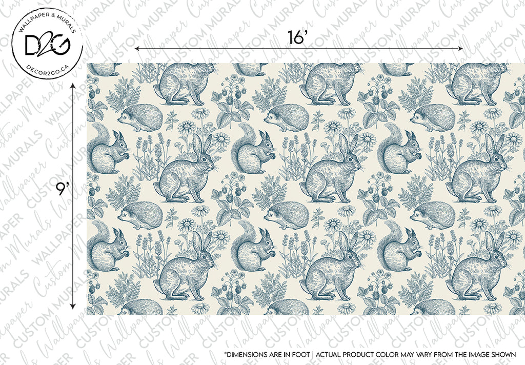 Forest animals and plants seamless pattern. Hare, hedgehog, squirrel, berries strawberry, flowers lavender and chamomile wallpaper