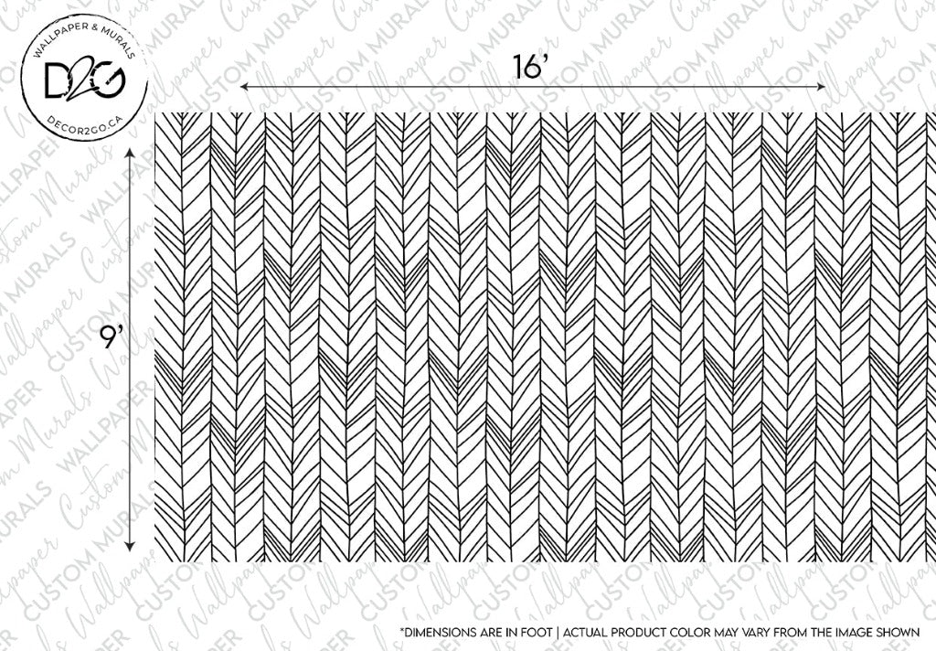 Black and white chevron geometrical wallpaper mural