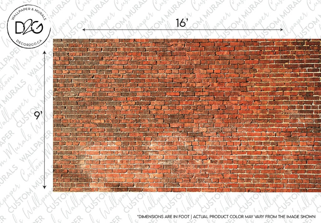 Red urban brick wall wallpaper mural. Perfect choice for living room home decor