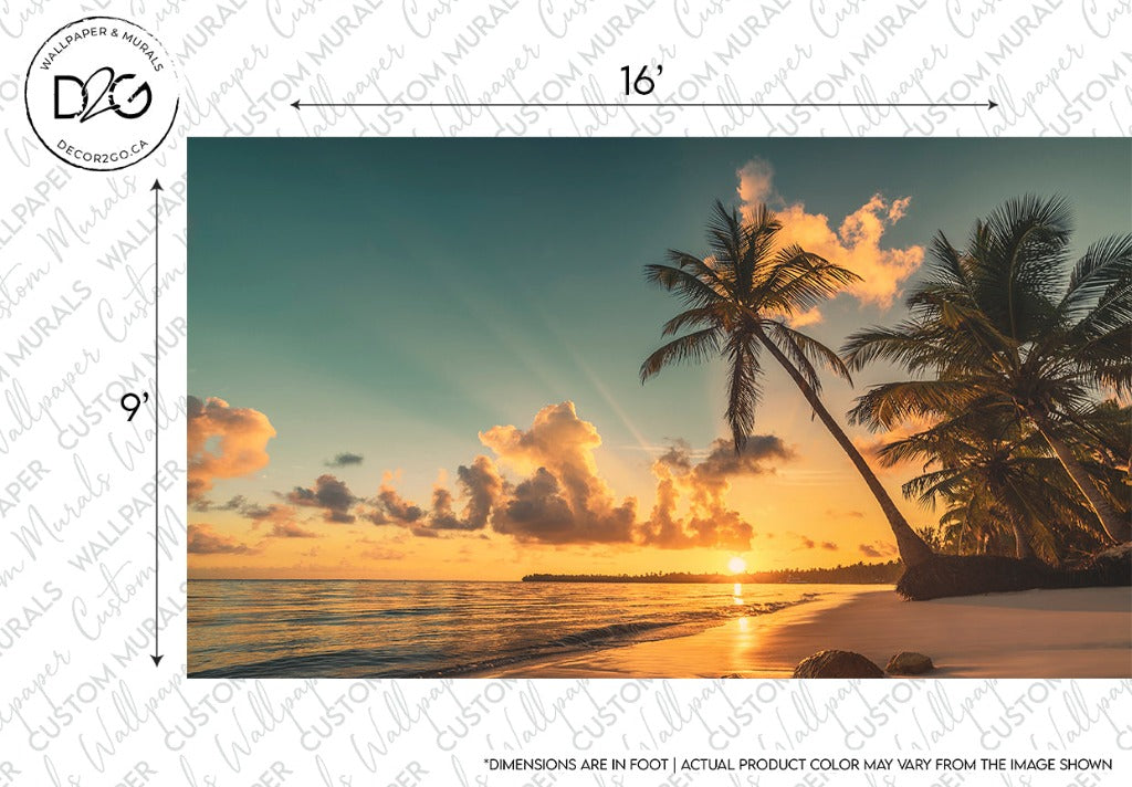 Romantic Sunset Wallpaper Mural beach with sunset view , sizes 