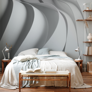 Bedroom - Bedroom with 3D waves mural in the background