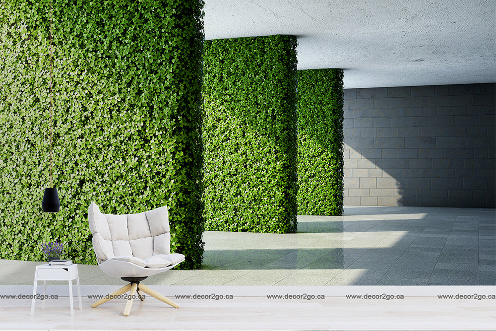 Mural modern hallway with columns and plants