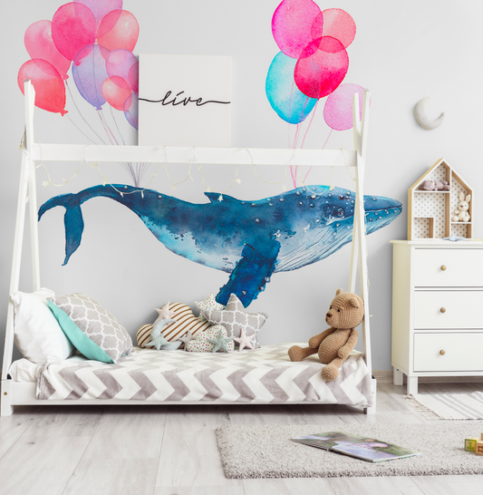 Air Balloon Whale  Wallpaper Mural