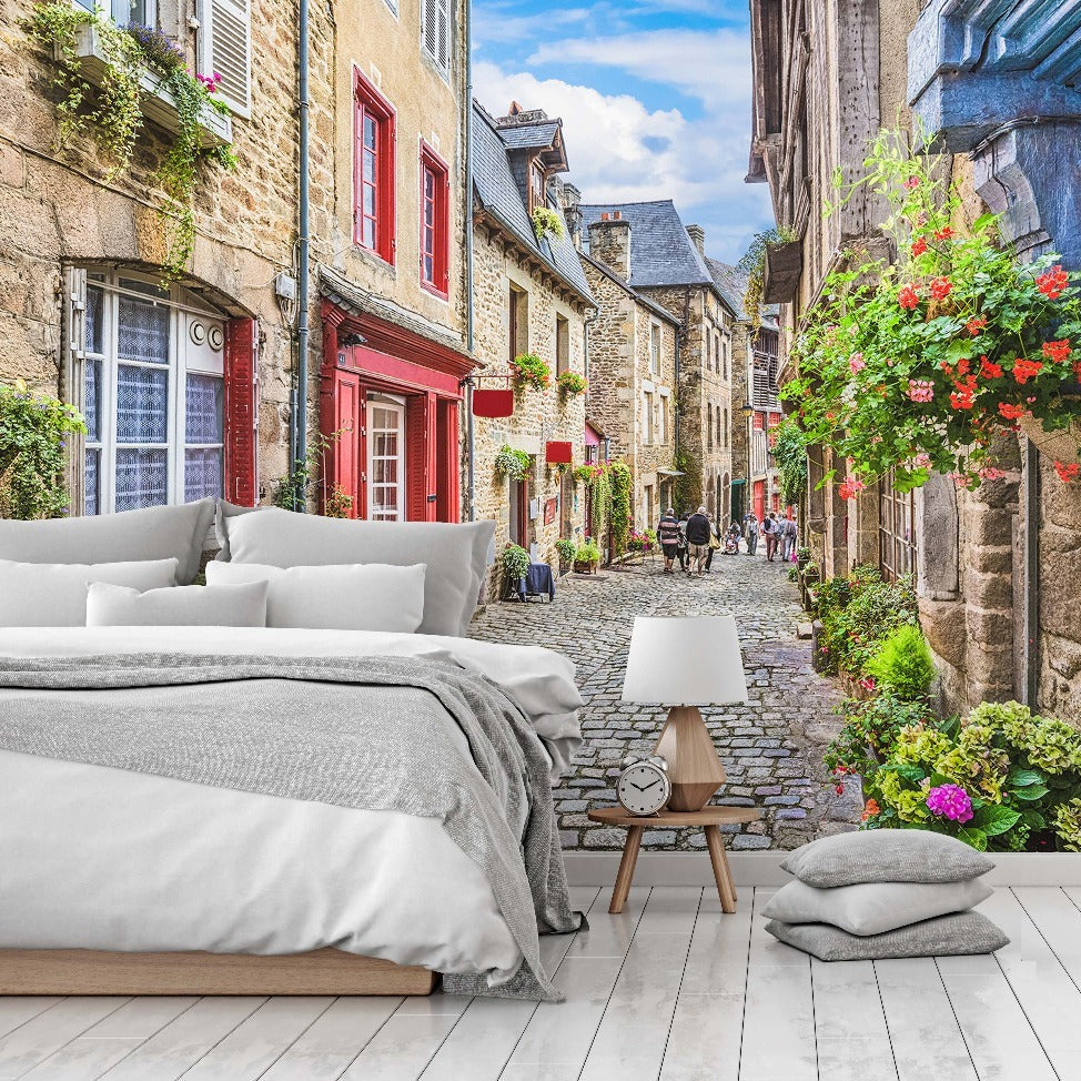 European Alley in your bedroom  photograph in a magical wallpaper mural 