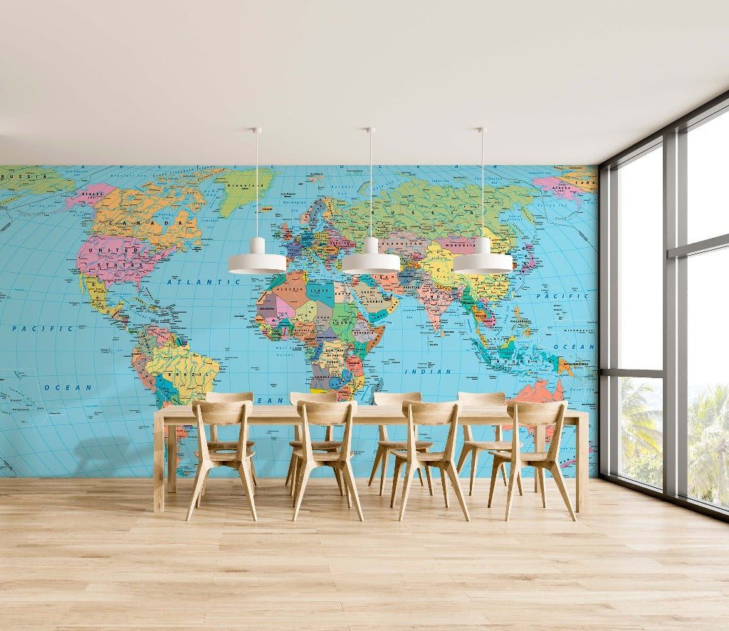Meeting room with a atlas wallpaper mural