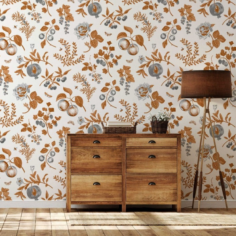 Rustic style enty brown wallpaper