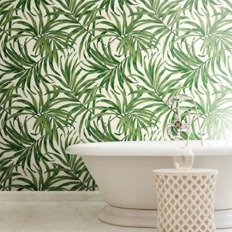 Bali Leaves Wallpaper in the bathroom