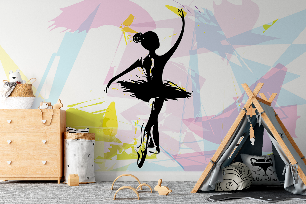 Ballet Dancer Silhouette Wallpaper Mural in kids room