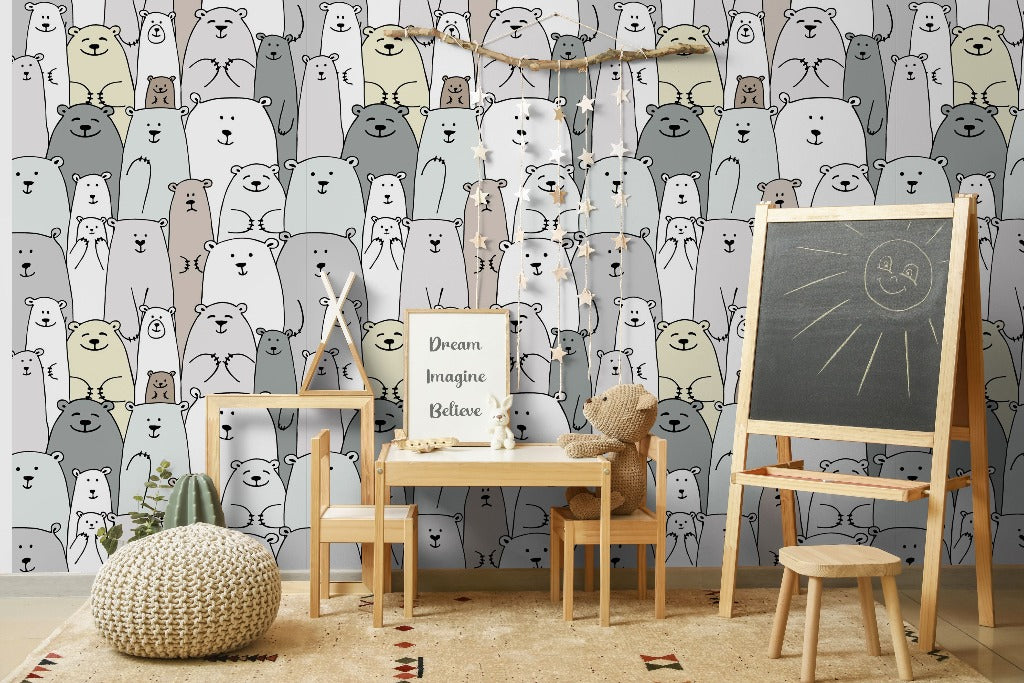 Montessori Classroom  with a wallpaper mural