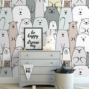 Nursery - Nursery room with a warm and cute wallpaper mural with bears