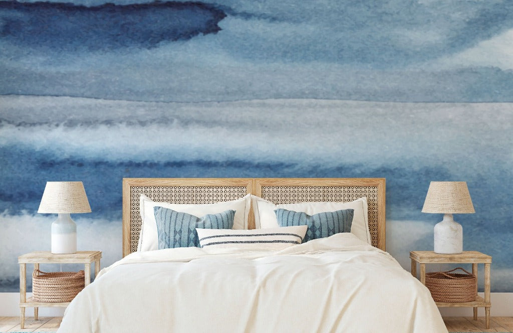 Bedroom - Bedroom with a relaxing blue wallpaper