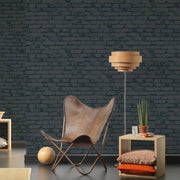 Living Room - with rustic brick wallpaper