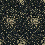 York Wallcoverings' Black & Gold Petite Leaves Wallpaper (60 SqFt) features a symmetrical, intricate pattern of small metallic-finished leaves on a dark background, crafting an elegant floral design ideal for contemporary interiors.