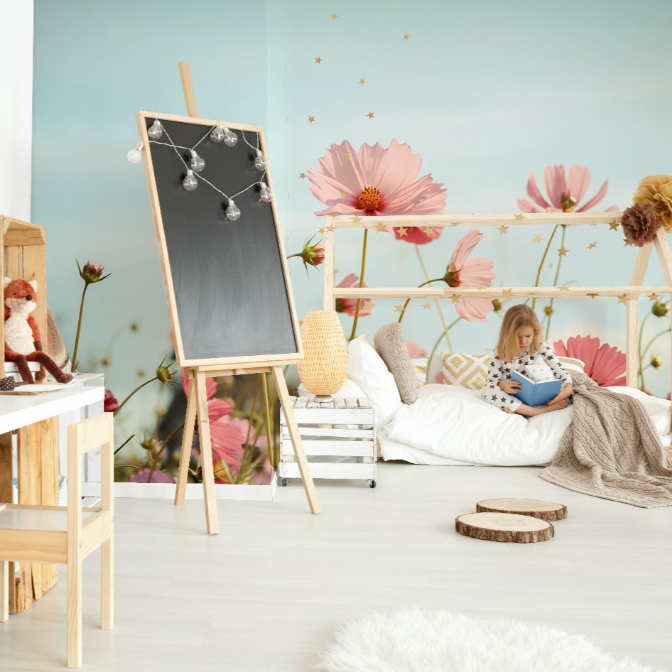 Blooming Flower Wallpaper Mural in a kidès room