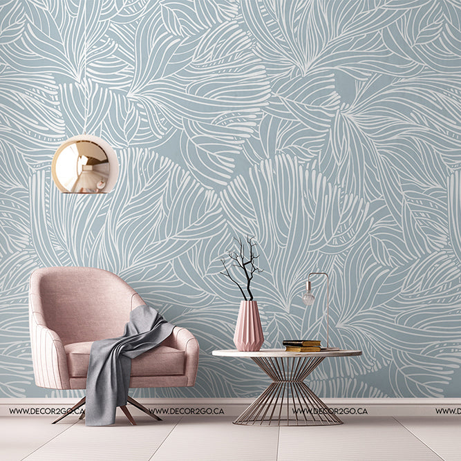 Blue Dream Wallpaper Mural in the showroom with pink chair