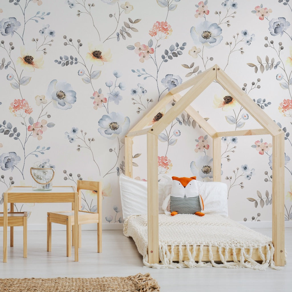 Kids Room - Butterscotch Garden Wallpaper Mural in kids room