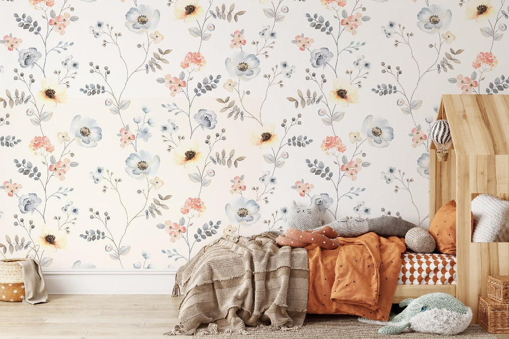 Kids Room - Butterscotch Garden Wallpaper Mural for an aesthetic kids room