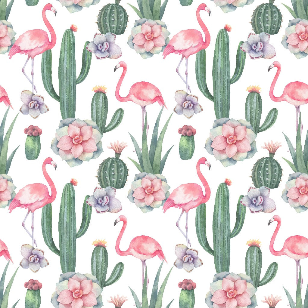 Cactus and Flamingos Wallpaper Mural pattern