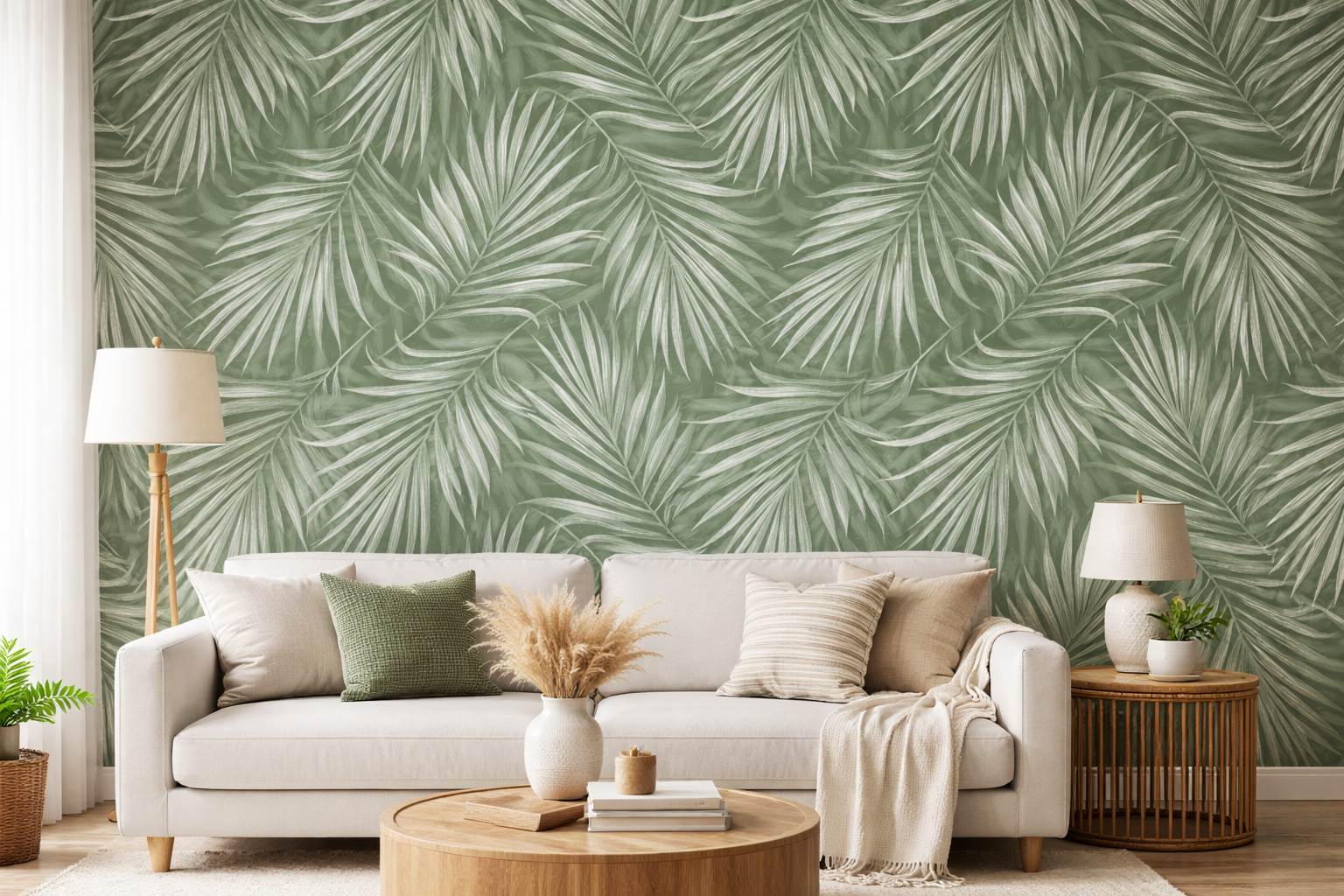 Sage Palm Canopy Wallpaper Mural