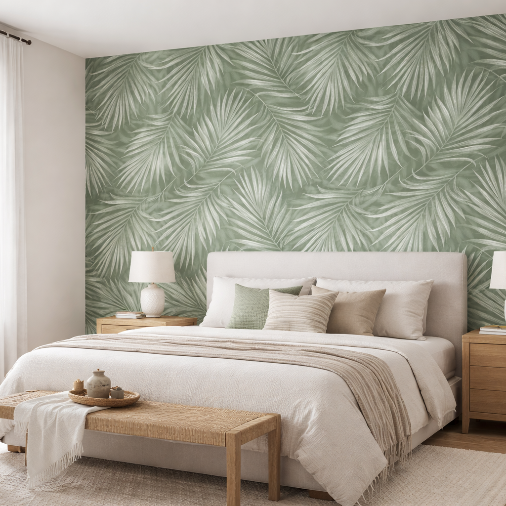 Sage Palm Canopy Wallpaper Mural