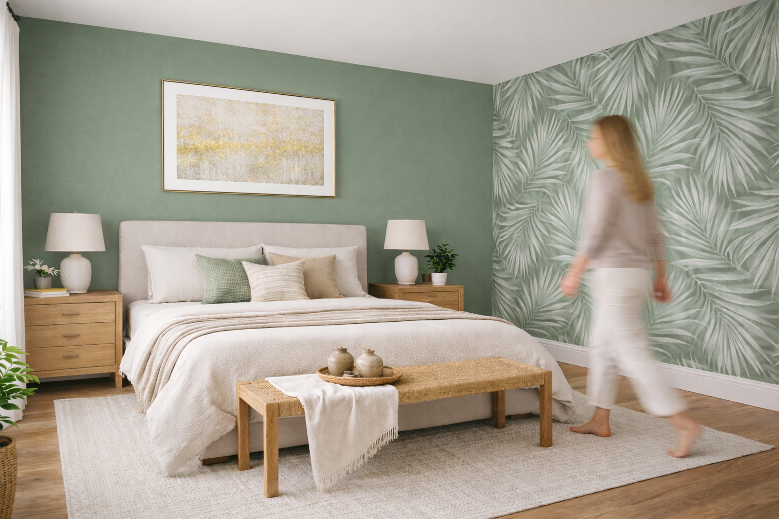 Sage Palm Canopy Wallpaper Mural