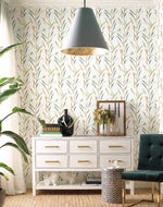 Chloe Vine Sienna Wallpaper Orange, Green (60 Sq.Ft.)