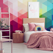 Bedroom - Colorful Triangular Pattern Wallpaper Mural in kids bedroom