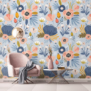 Living Room - Colouring Book Garden Wallpaper Mural in living room