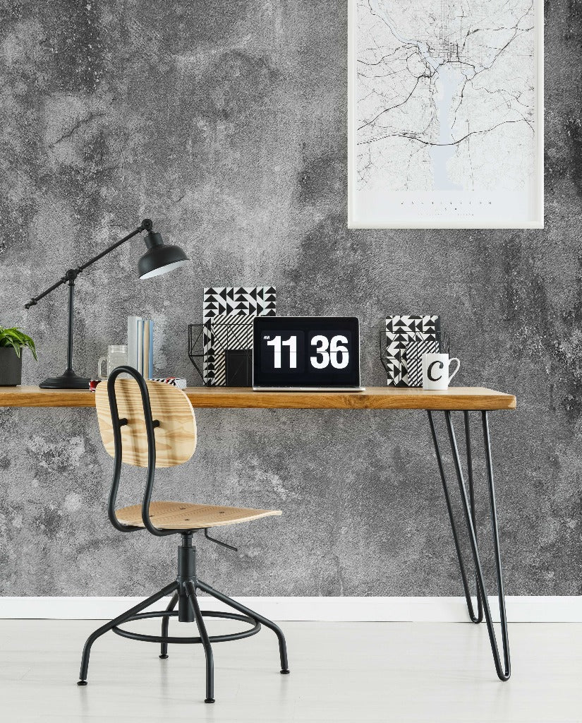 Dark Concrete Wallpaper Mural in study room