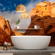 Bathroom - Desert Canyon Wallpaper Mural in the bathroom mountains in the desert