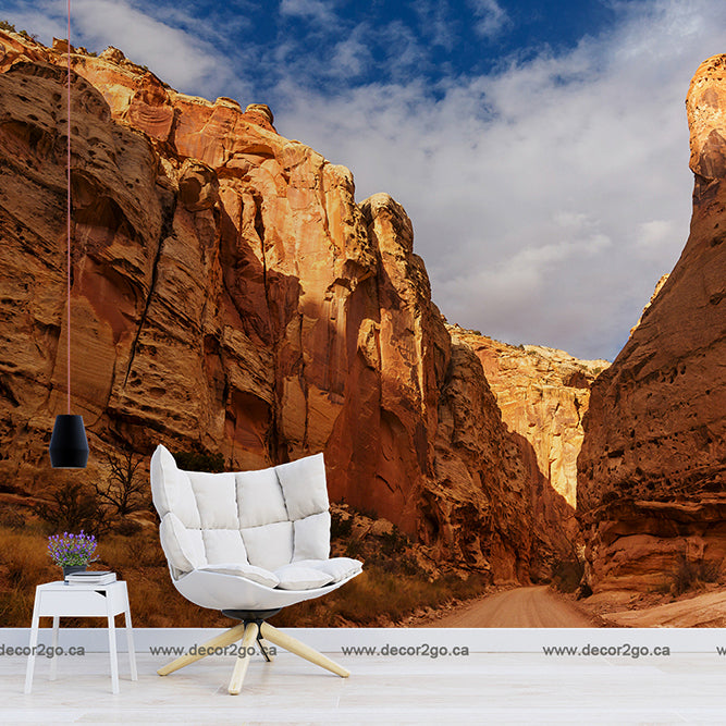 Living Room - Desert Canyon Wallpaper Mural in the living room mountains in the desert