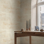 Dining room furniture with natural design and warm light with Salt Flats wallpaper