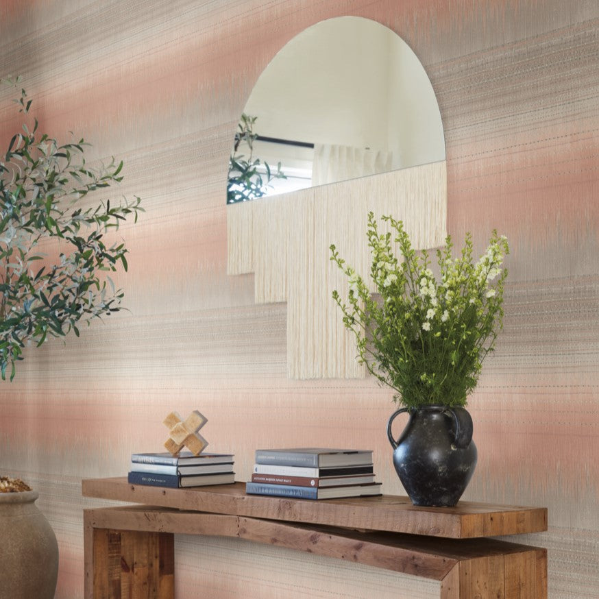 Boho home decoration with desert wallpaper