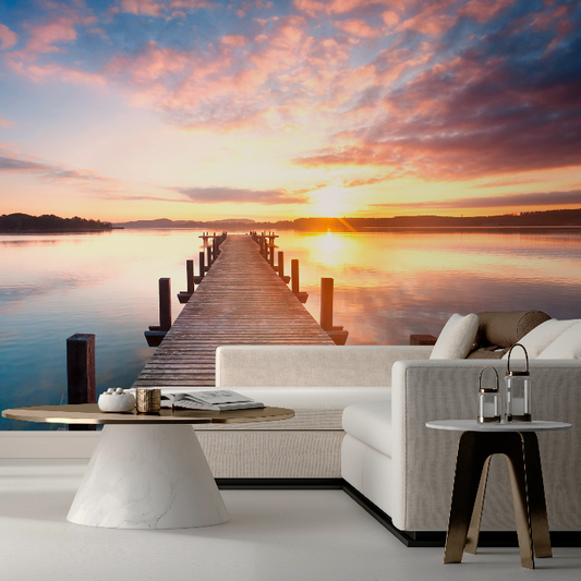 Docked Life Wallpaper Mural in an elegant living room