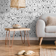 Living Room - Living room with black and white docs shapes mural