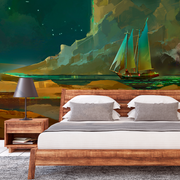 Bedroom - Dreaming Boat Wallpaper Mural in a bedroom