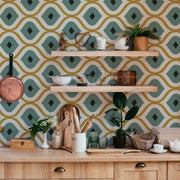 Eye-Catching Retro Wallpaper Mural in the kitchen
