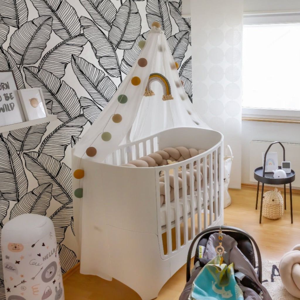 Kids Room - Feather Silhouettes Wallpaper Mural in the kids room black and white leaves