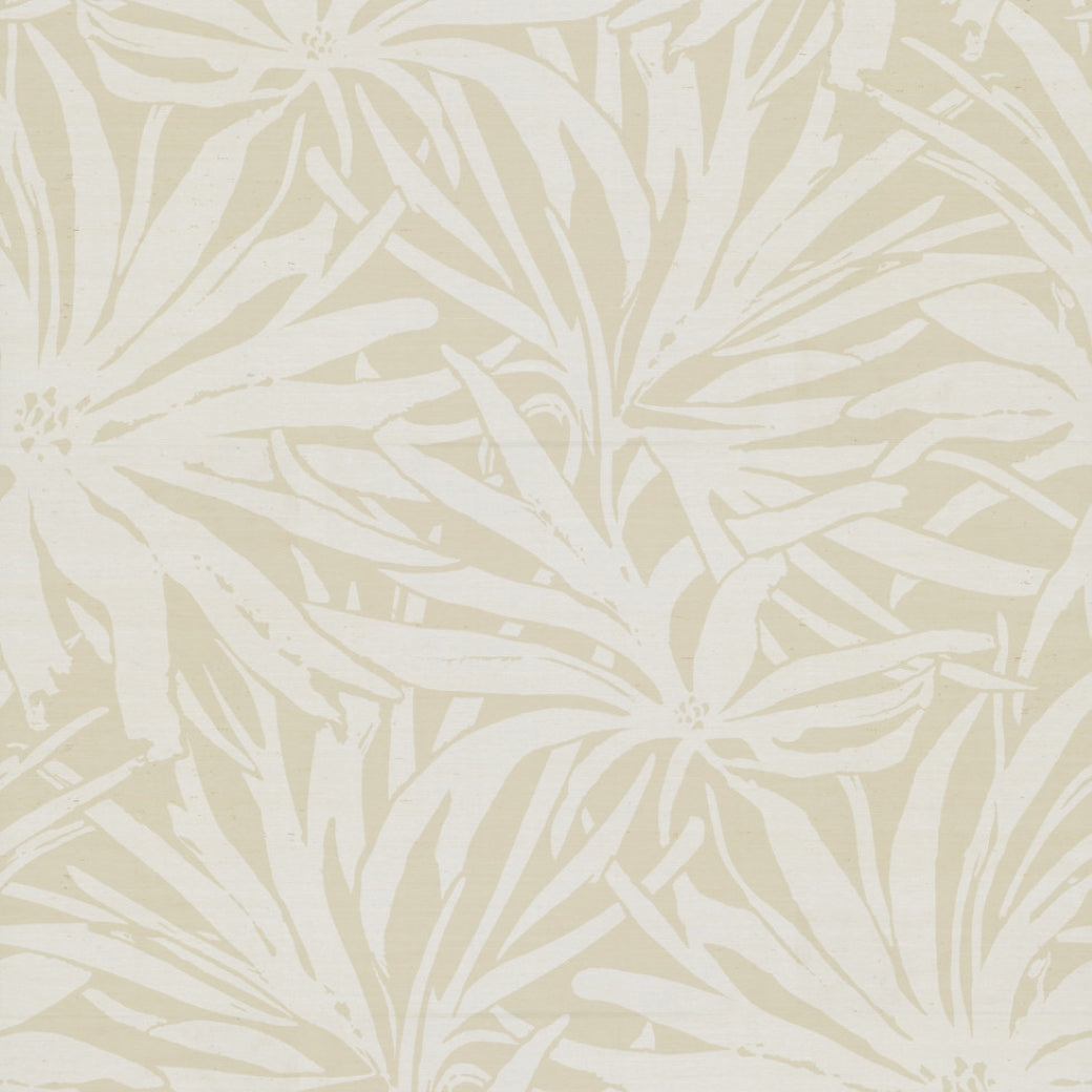 Beige and off-white abstract floral pattern with large leaves and flowers creates a soft, textured backdrop—perfect as the Floral Canopy Beige Wallpaper Mural (Panels) by York Wallcoverings for an elegant feature wall in any space.