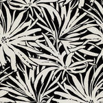 The Floral Canopy Black Wallpaper Mural (Panels) by York Wallcoverings features large, abstract black and white flowers and leaves overlapping in a bold, high-contrast design for a striking feature wall.