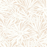 Floral Canopy Blush Wallpaper by York Wallcoverings (60 SqFt) features a beige and white botanical design with abstract, hand-drawn tropical leaves and flowers, creating a soft, natural look ideal for inviting spaces.