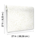 York Wallcoverings’ Floral Canopy Cream Wallpaper features a white floral pattern on a light background and covers 60 sq. ft. Each roll measures 27 feet long by 27 inches wide.