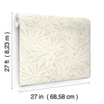 The Floral Canopy Linen Wallpaper by York Wallcoverings is a beige and white non-woven roll with a floral pattern, measuring 27 feet long and 27 inches wide, and covering 60 sq ft.