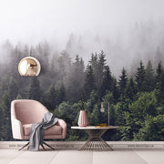 Living Room - Foggy Forest Wallpaper Mural in the living room