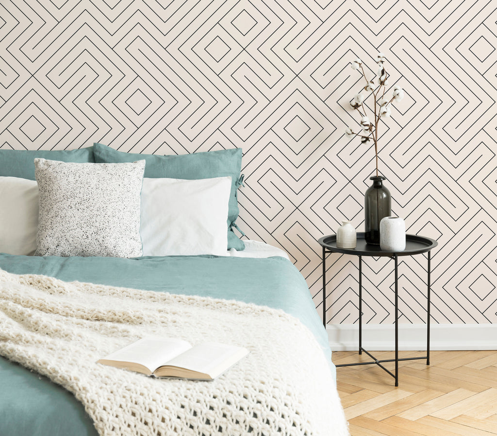 Bedroom geometric wallpaper 