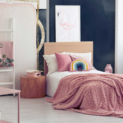 Bedroom - A stylish bedroom featuring a pastel pink theme with a cozy bed, blush accents, a flamingo feature wall, and a subtle mix of modern and vintage Decor2Go Wallpaper Mural items.