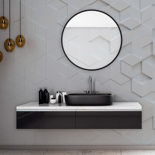 Hexagon Equation Wallpaper Mural in the modern bathroom